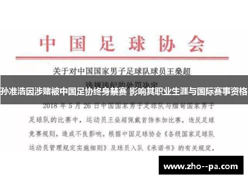 孙准浩因涉赌被中国足协终身禁赛 影响其职业生涯与国际赛事资格